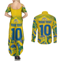 Custom Brazil Football Champion 2024 Couples Matching Summer Maxi Dress and Long Sleeve Button Shirt - Wonder Print Shop