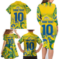 Custom Brazil Football Champion 2024 Family Matching Long Sleeve Bodycon Dress and Hawaiian Shirt - Wonder Print Shop