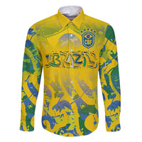 Custom Brazil Football Champion 2024 Family Matching Long Sleeve Bodycon Dress and Hawaiian Shirt - Wonder Print Shop