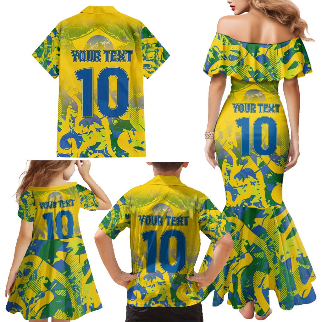 Custom Brazil Football Champion 2024 Family Matching Mermaid Dress and Hawaiian Shirt - Wonder Print Shop