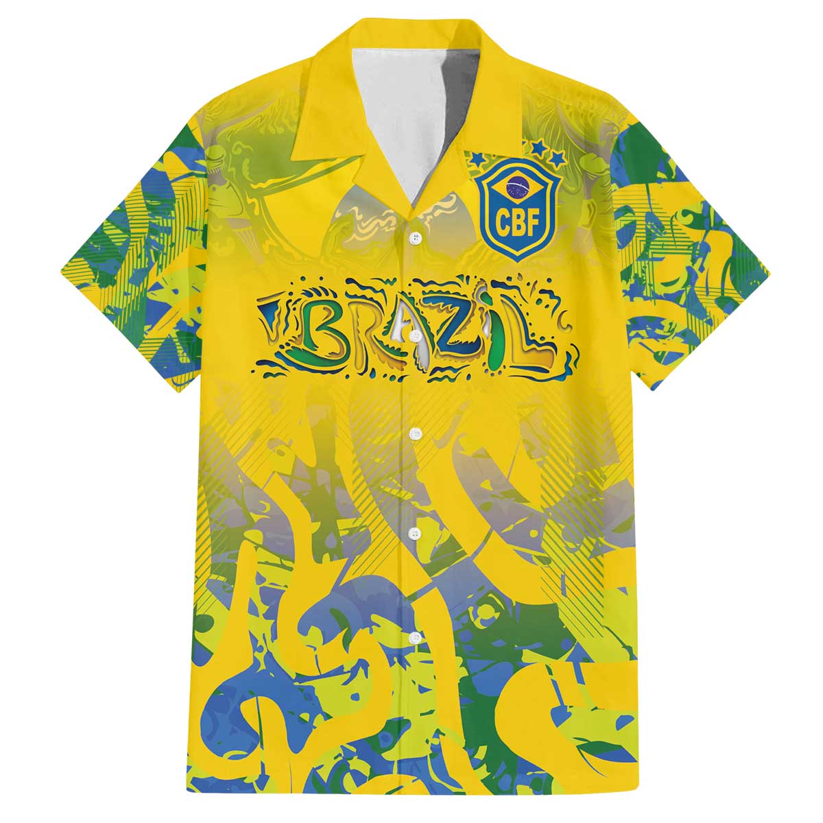Custom Brazil Football Champion 2024 Family Matching Off The Shoulder Long Sleeve Dress and Hawaiian Shirt - Wonder Print Shop