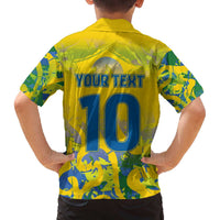 Custom Brazil Football Champion 2024 Family Matching Puletasi and Hawaiian Shirt - Wonder Print Shop