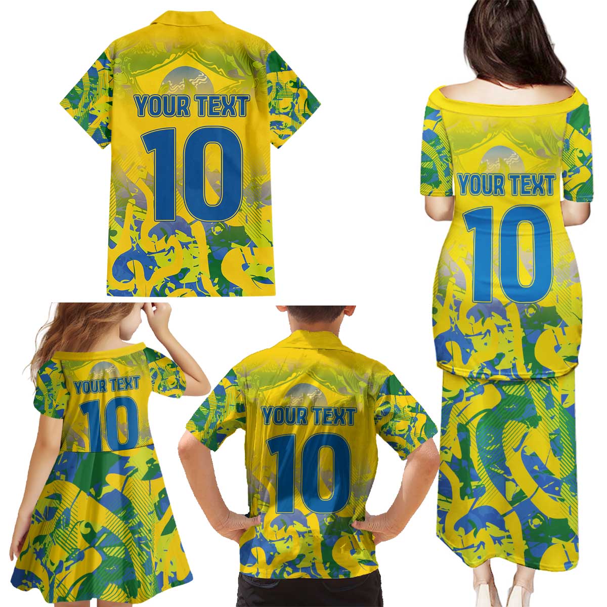 Custom Brazil Football Champion 2024 Family Matching Puletasi and Hawaiian Shirt - Wonder Print Shop