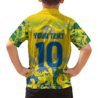 Custom Brazil Football Champion 2024 Family Matching Short Sleeve Bodycon Dress and Hawaiian Shirt - Wonder Print Shop