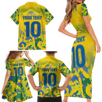 Custom Brazil Football Champion 2024 Family Matching Short Sleeve Bodycon Dress and Hawaiian Shirt - Wonder Print Shop