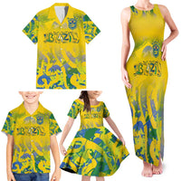 Custom Brazil Football Champion 2024 Family Matching Tank Maxi Dress and Hawaiian Shirt - Wonder Print Shop