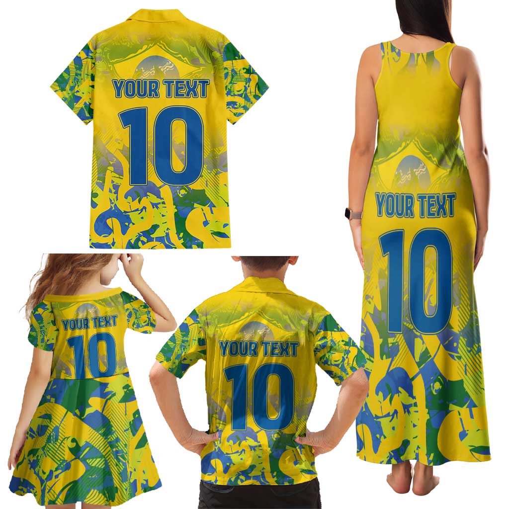 Custom Brazil Football Champion 2024 Family Matching Tank Maxi Dress and Hawaiian Shirt - Wonder Print Shop