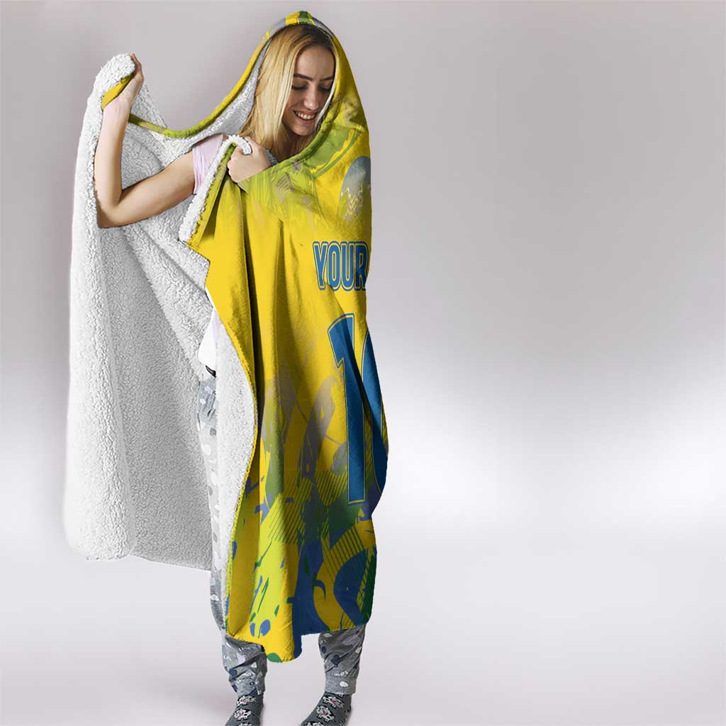 Custom Brazil Football Champion 2024 Hooded Blanket
