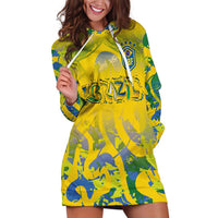 Custom Brazil Football Champion 2024 Hoodie Dress - Wonder Print Shop