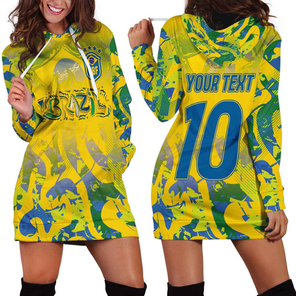 Custom Brazil Football Champion 2024 Hoodie Dress - Wonder Print Shop