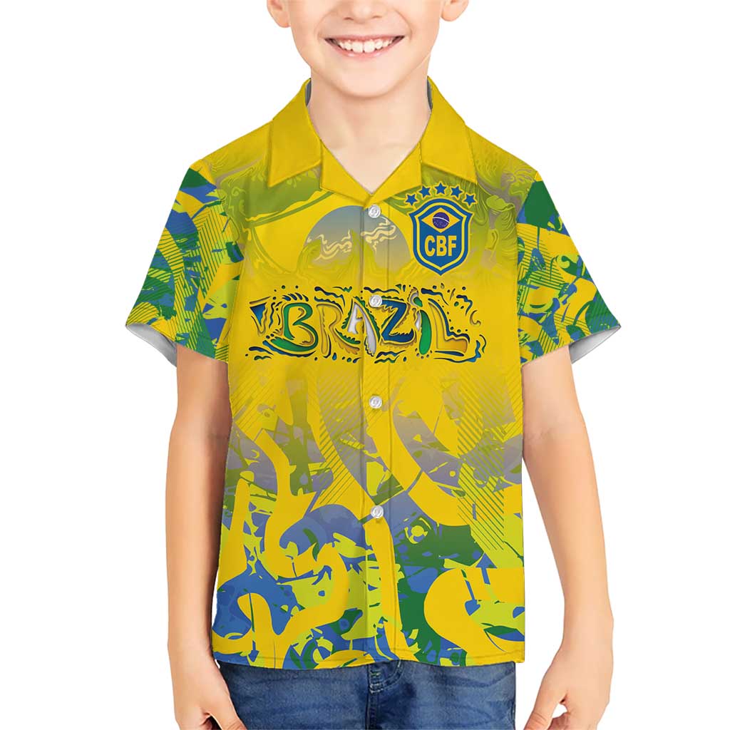 Custom Brazil Football Champion 2024 Kid Hawaiian Shirt - Wonder Print Shop