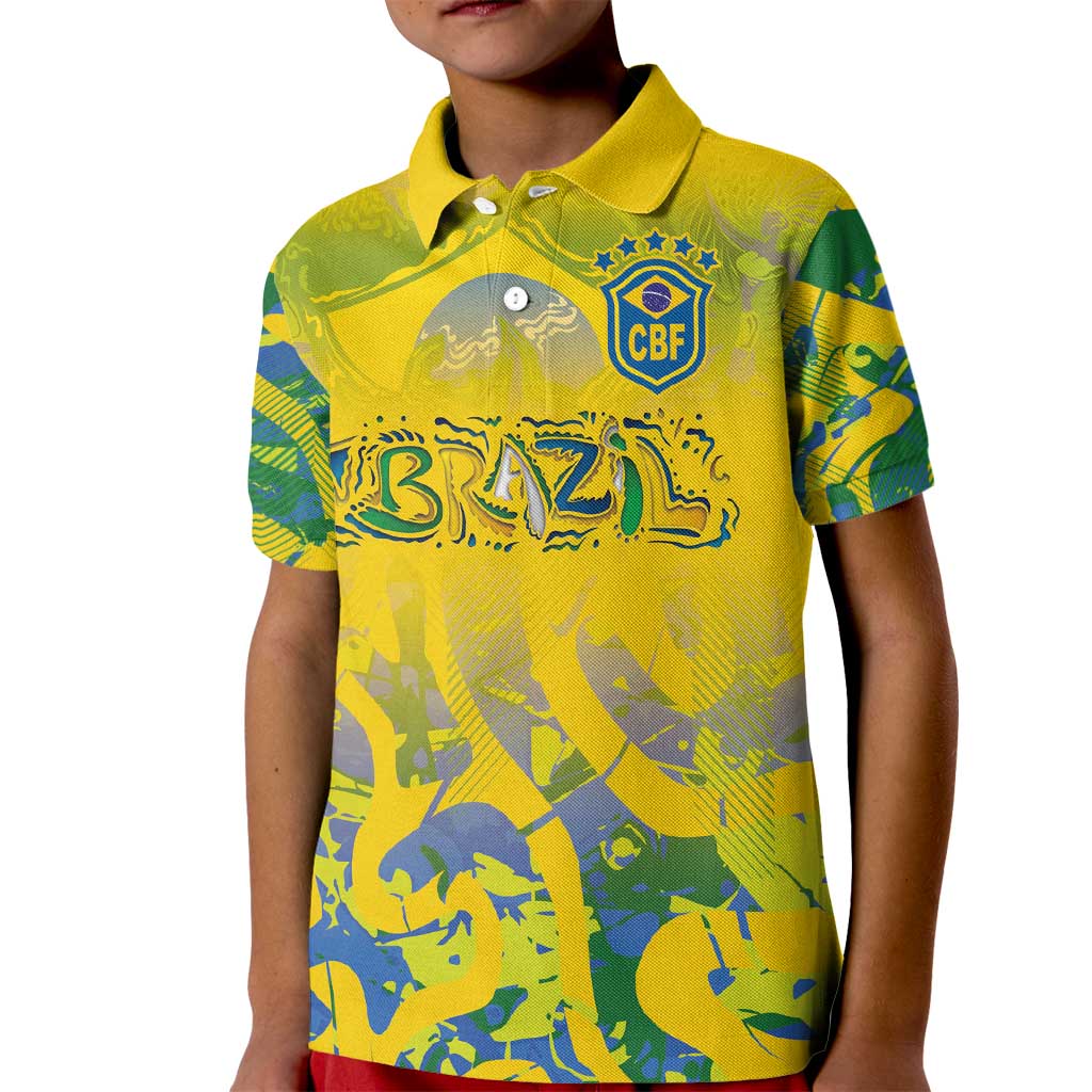 Custom Brazil Football Champion 2024 Kid Polo Shirt - Wonder Print Shop