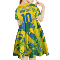 Custom Brazil Football Champion 2024 Kid Short Sleeve Dress - Wonder Print Shop