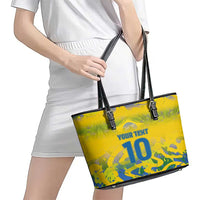 Custom Brazil Football Champion 2024 Leather Tote Bag - Wonder Print Shop