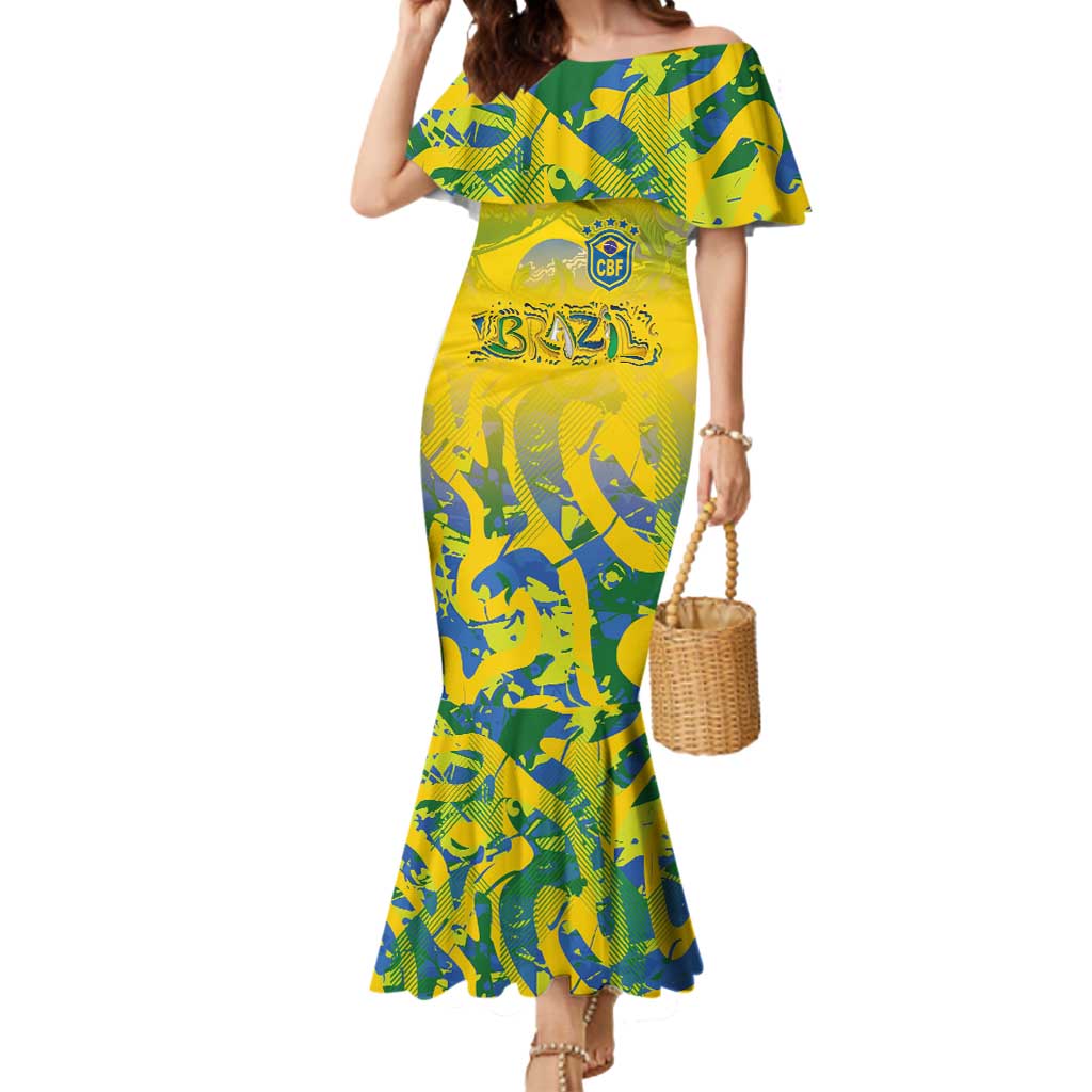 Custom Brazil Football Champion 2024 Mermaid Dress - Wonder Print Shop