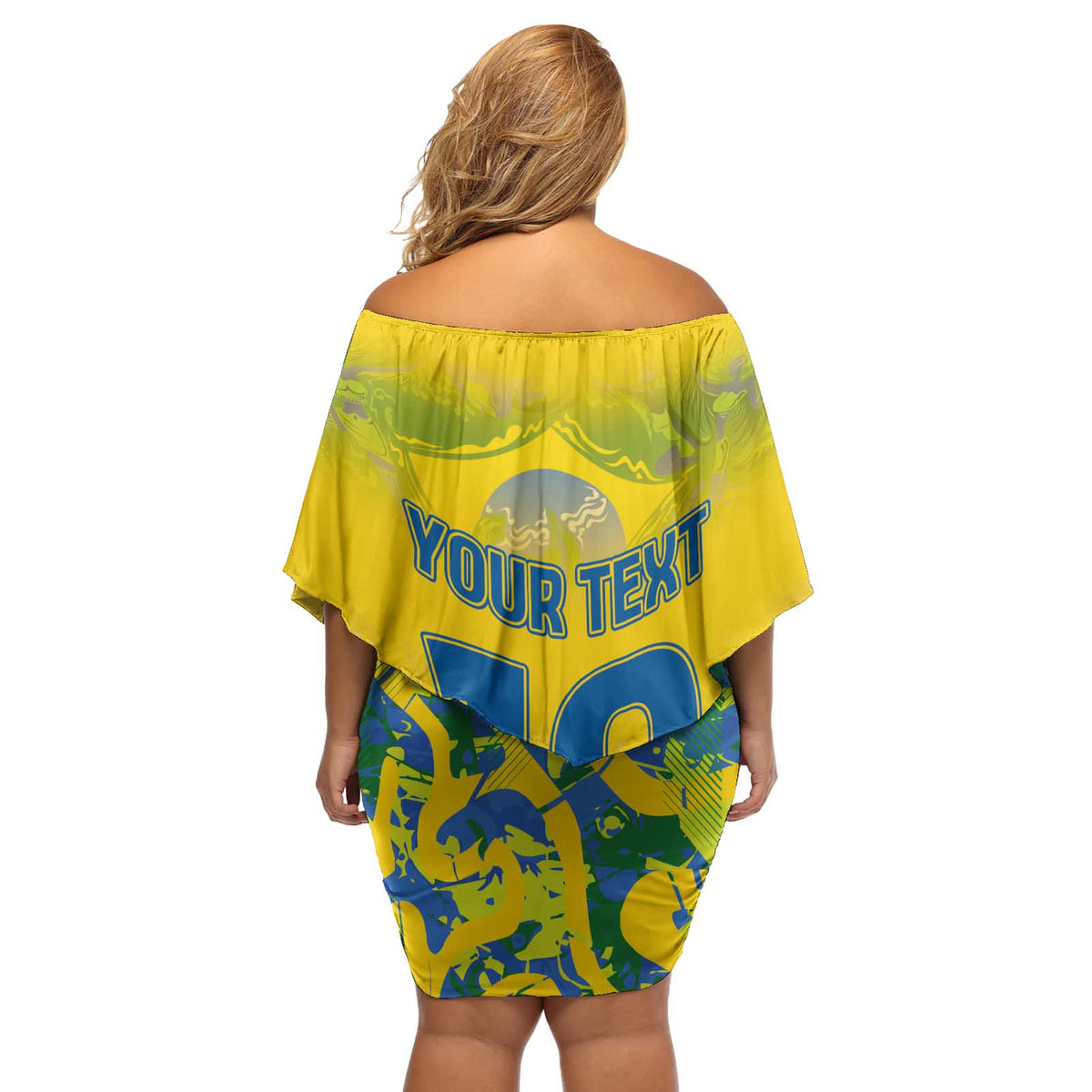 Custom Brazil Football Champion 2024 Off Shoulder Short Dress - Wonder Print Shop