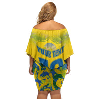 Custom Brazil Football Champion 2024 Off Shoulder Short Dress - Wonder Print Shop