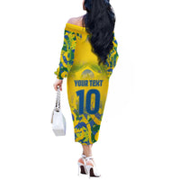 Custom Brazil Football Champion 2024 Off The Shoulder Long Sleeve Dress - Wonder Print Shop