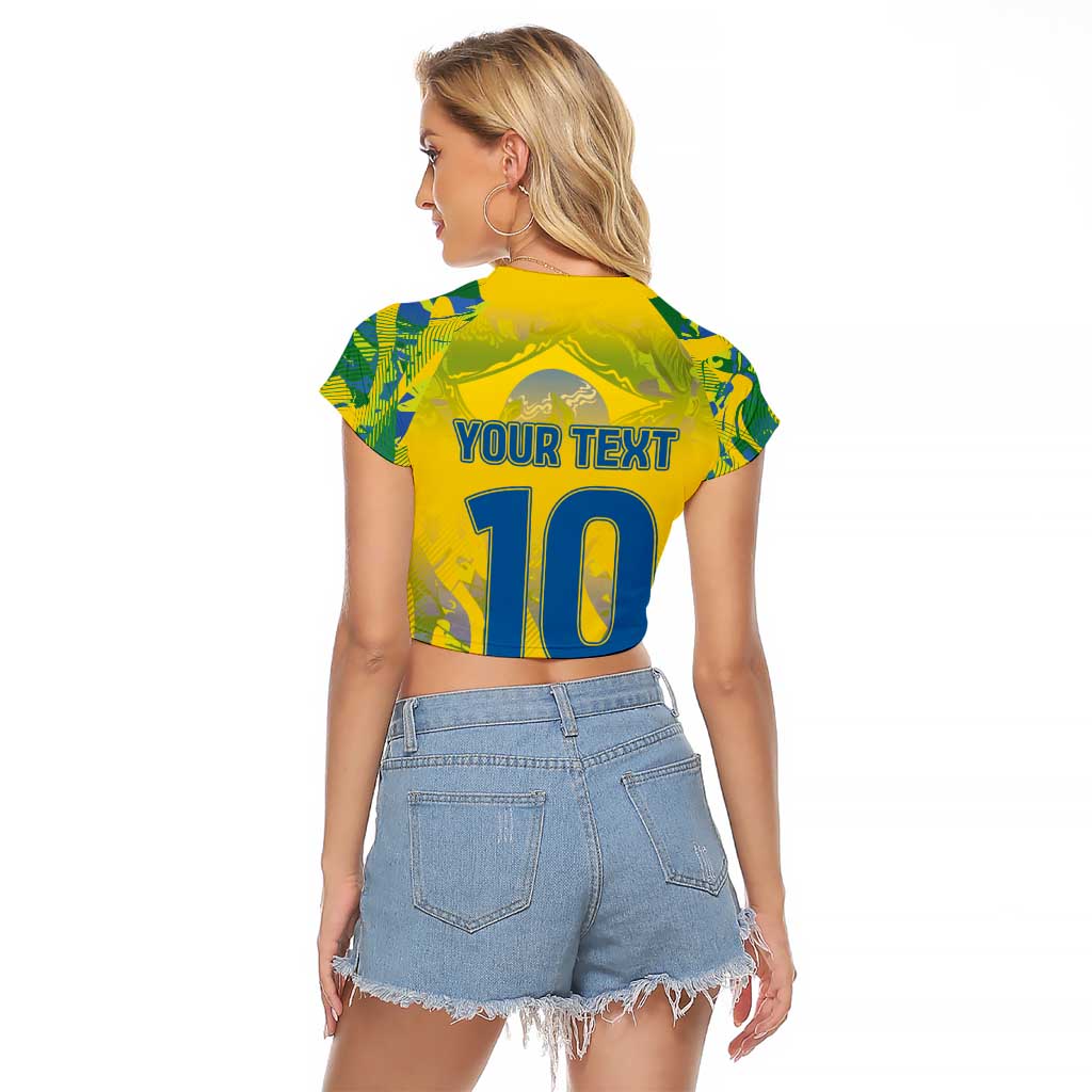 Custom Brazil Football Champion 2024 Raglan Cropped T Shirt - Wonder Print Shop