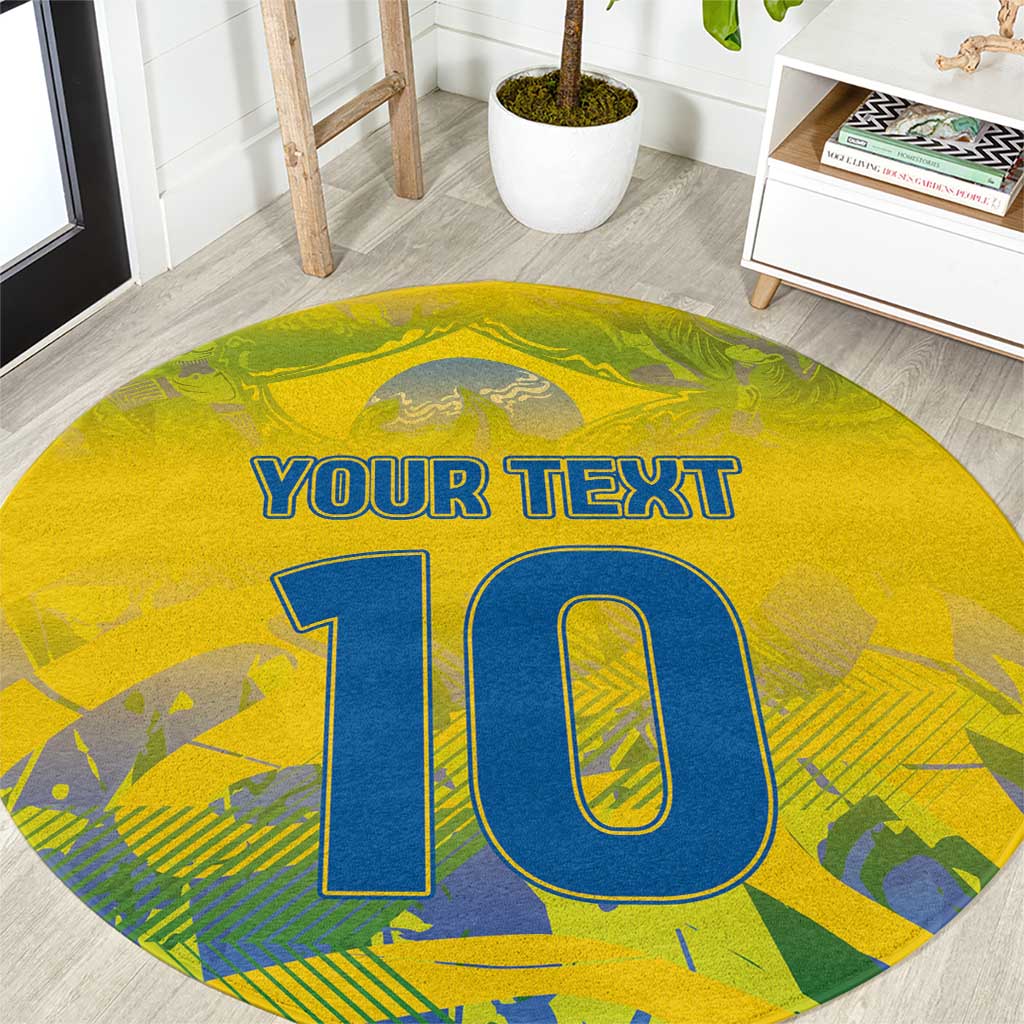 Custom Brazil Football Champion 2024 Round Carpet