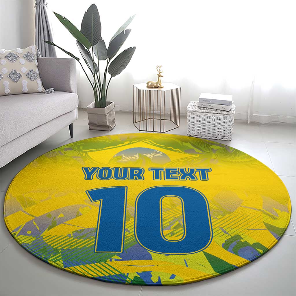 Custom Brazil Football Champion 2024 Round Carpet