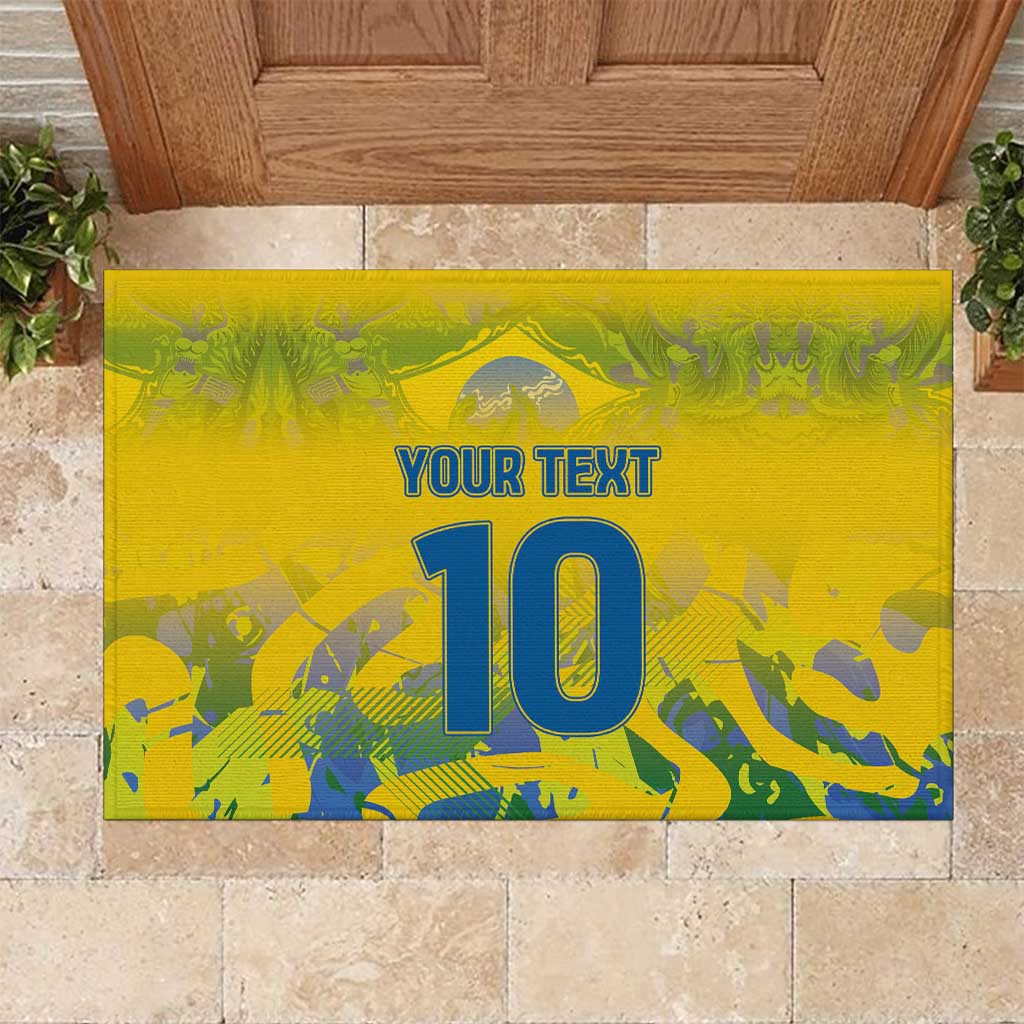 Custom Brazil Football Champion 2024 Rubber Doormat - Wonder Print Shop