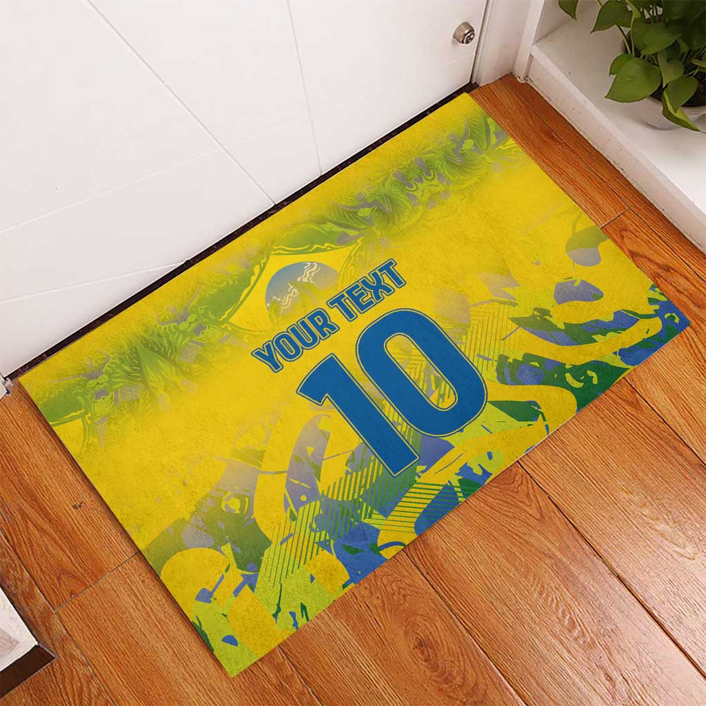 Custom Brazil Football Champion 2024 Rubber Doormat - Wonder Print Shop