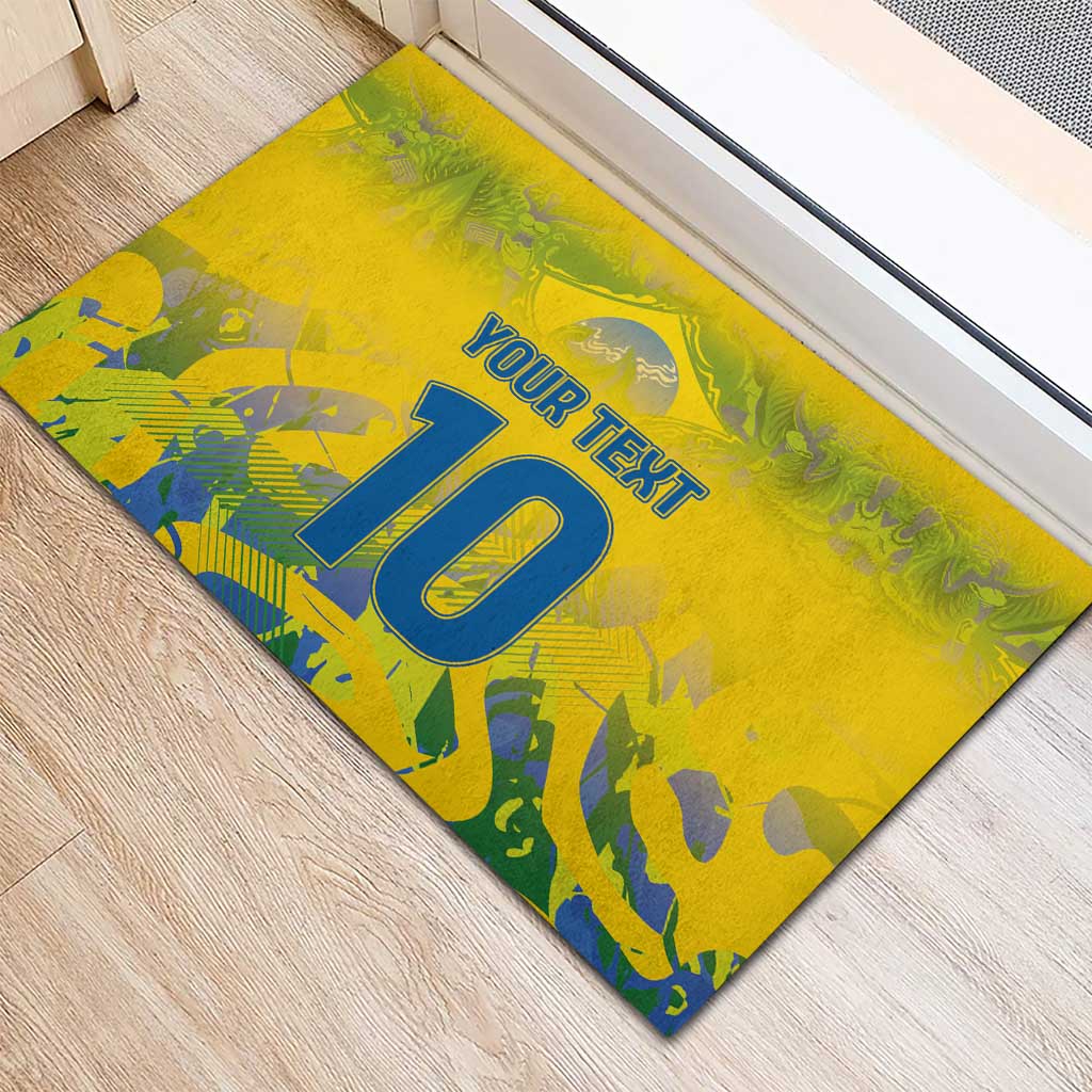 Custom Brazil Football Champion 2024 Rubber Doormat - Wonder Print Shop