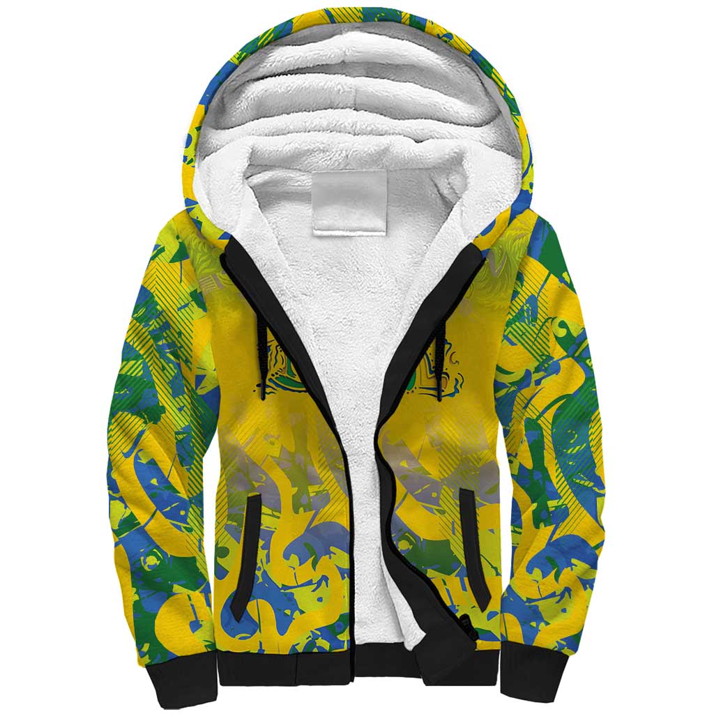 Custom Brazil Football Champion 2024 Sherpa Hoodie - Wonder Print Shop
