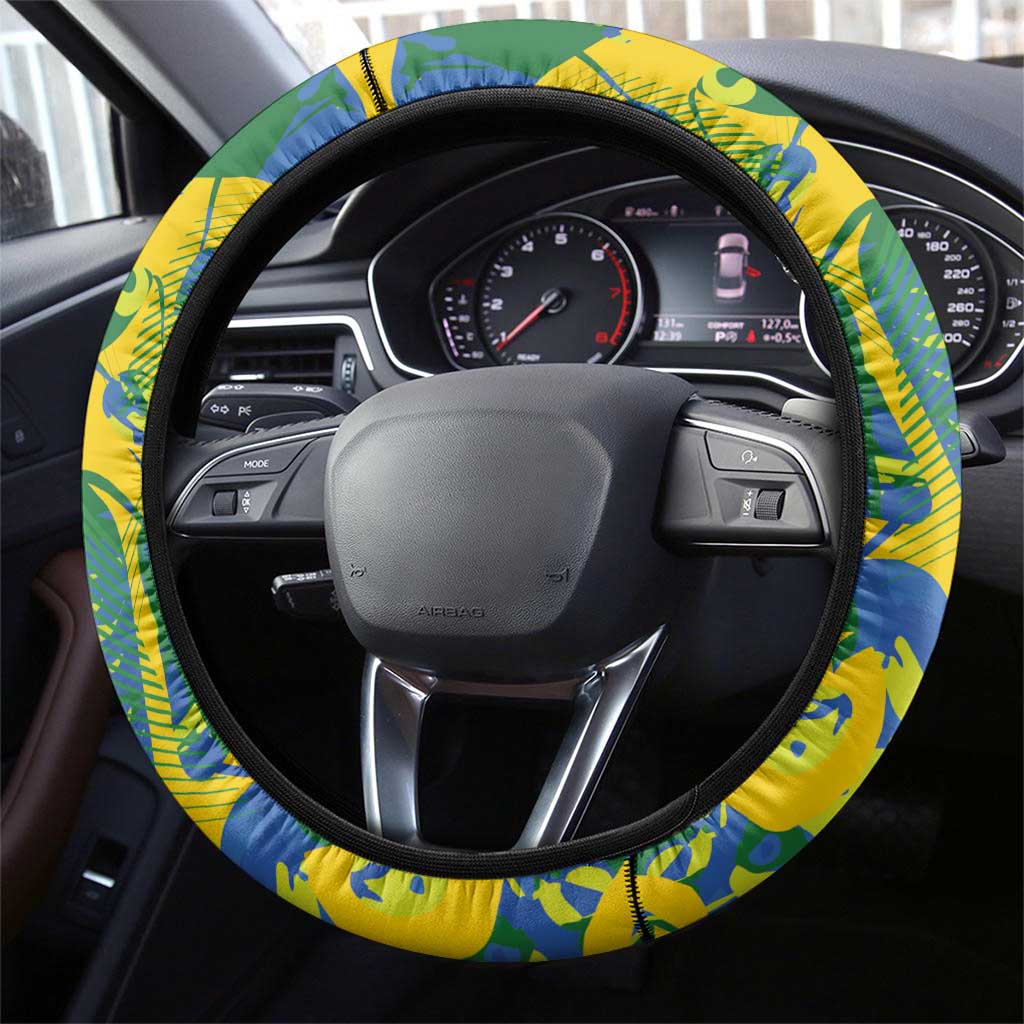 Brazil Football Champion 2024 Steering Wheel Cover - Wonder Print Shop