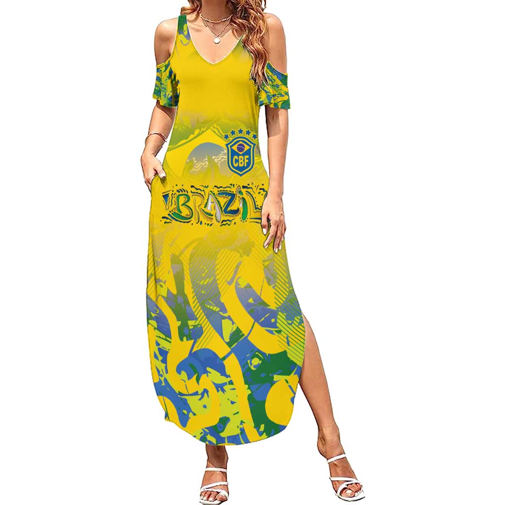 Custom Brazil Football Champion 2024 Summer Maxi Dress - Wonder Print Shop