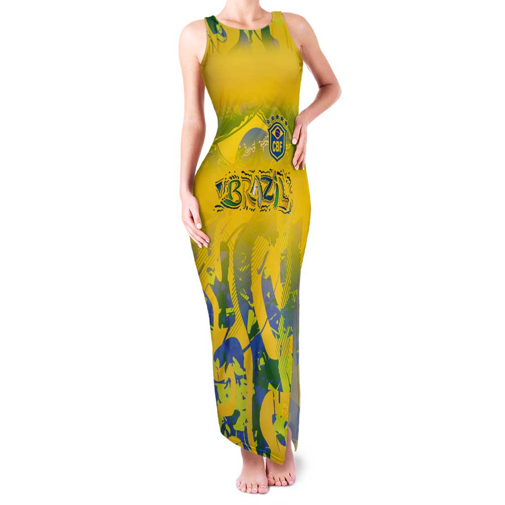 Custom Brazil Football Champion 2024 Tank Maxi Dress - Wonder Print Shop