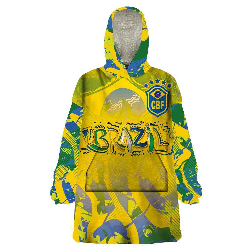 Custom Brazil Football Champion 2024 Wearable Blanket Hoodie - Wonder Print Shop