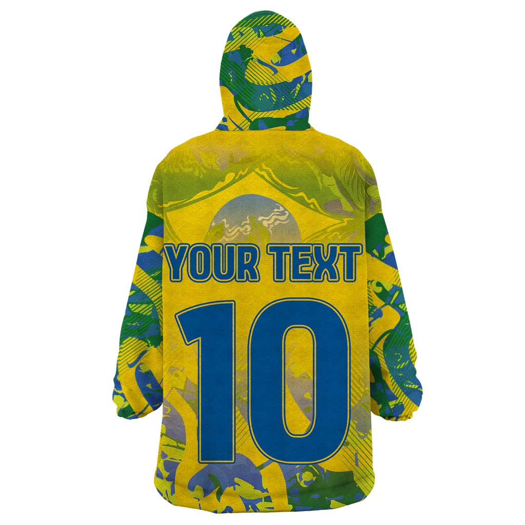 Custom Brazil Football Champion 2024 Wearable Blanket Hoodie - Wonder Print Shop