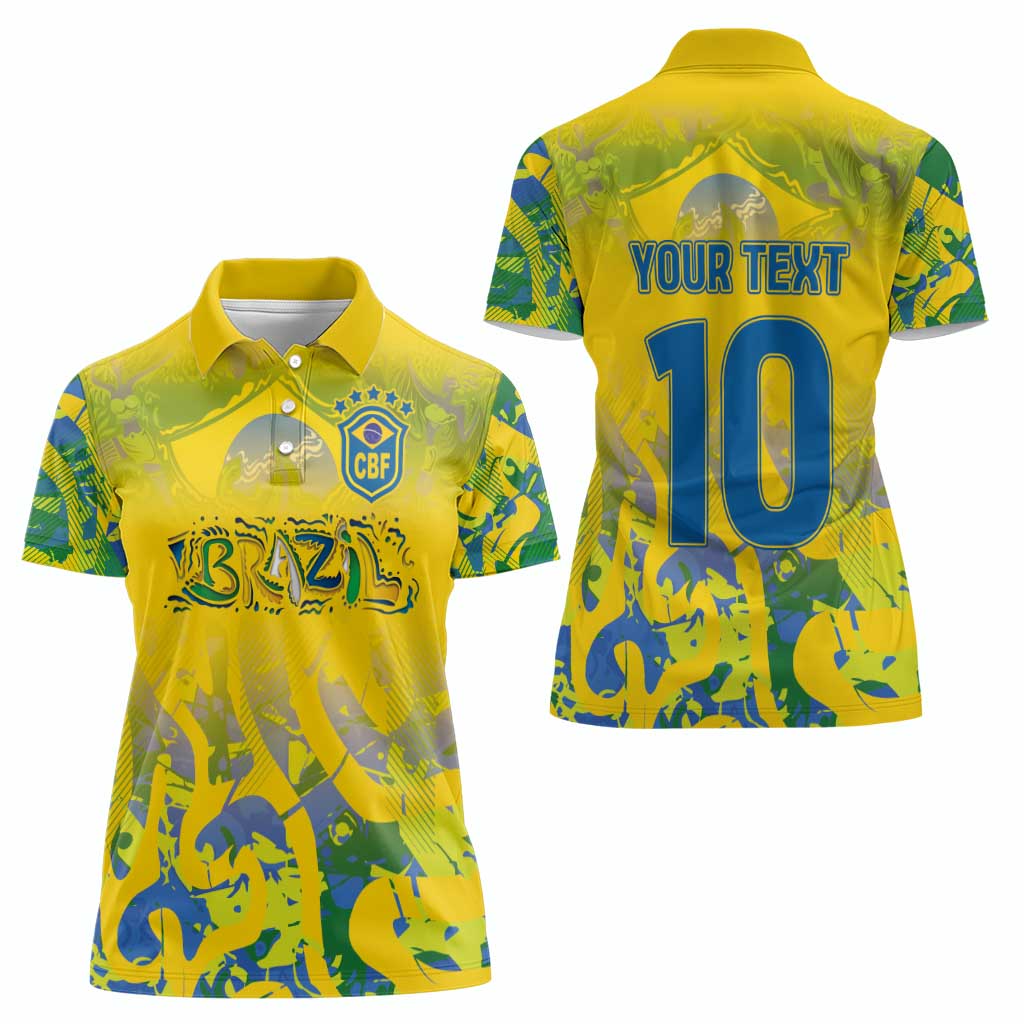 Custom Brazil Football Champion 2024 Women Polo Shirt - Wonder Print Shop