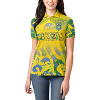 Custom Brazil Football Champion 2024 Women Polo Shirt - Wonder Print Shop