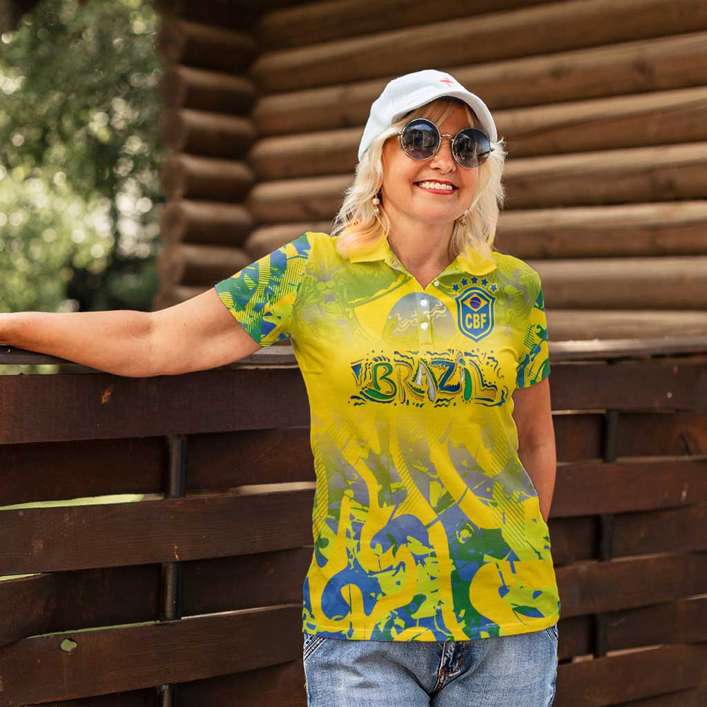 Custom Brazil Football Champion 2024 Women Polo Shirt - Wonder Print Shop