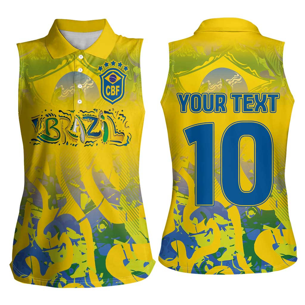 Custom Brazil Football Champion 2024 Women Sleeveless Polo Shirt - Wonder Print Shop
