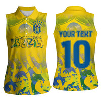 Custom Brazil Football Champion 2024 Women Sleeveless Polo Shirt - Wonder Print Shop
