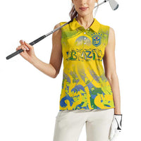 Custom Brazil Football Champion 2024 Women Sleeveless Polo Shirt - Wonder Print Shop