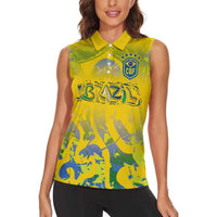 Custom Brazil Football Champion 2024 Women Sleeveless Polo Shirt - Wonder Print Shop