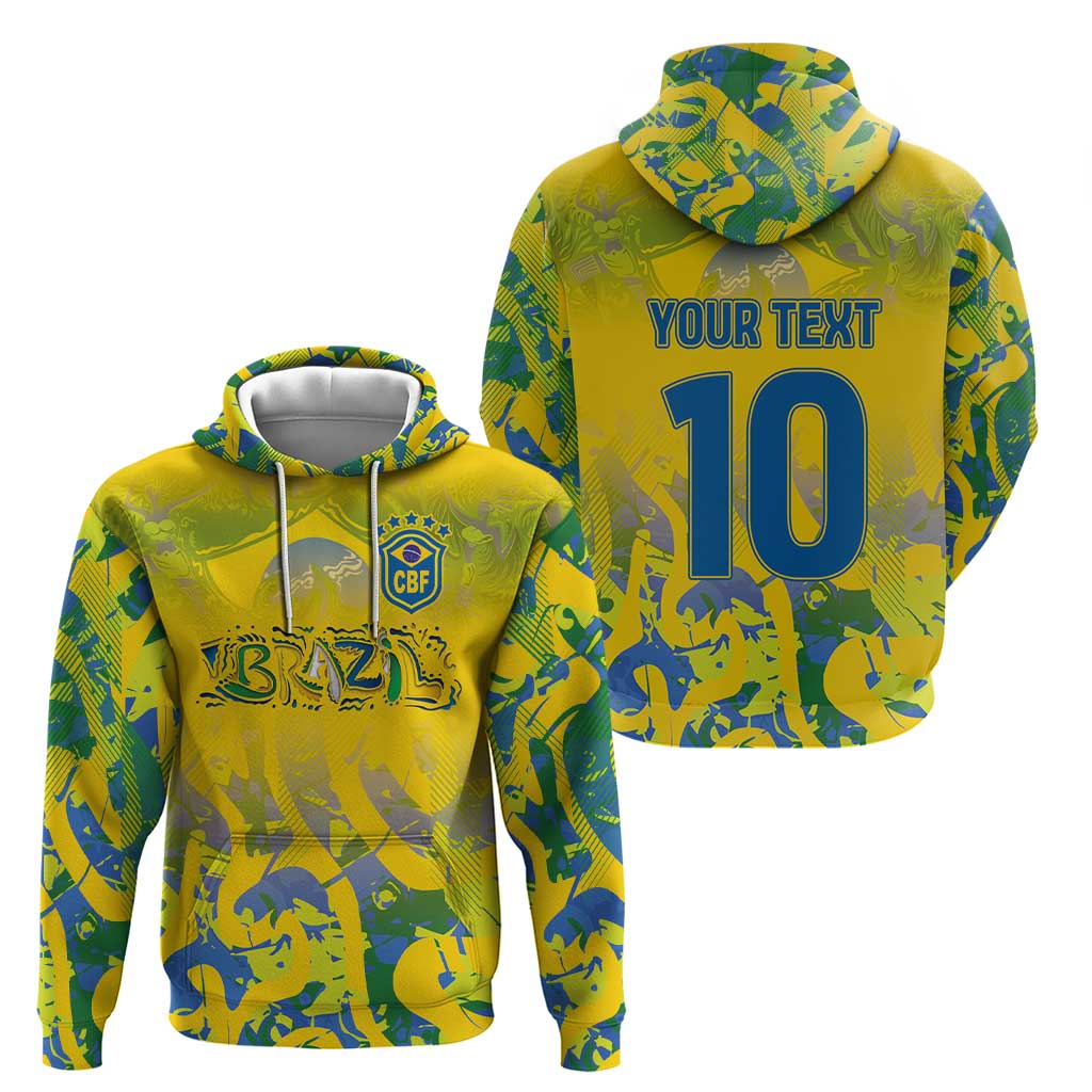 Custom Brazil Football Champion 2024 Zip Hoodie - Wonder Print Shop