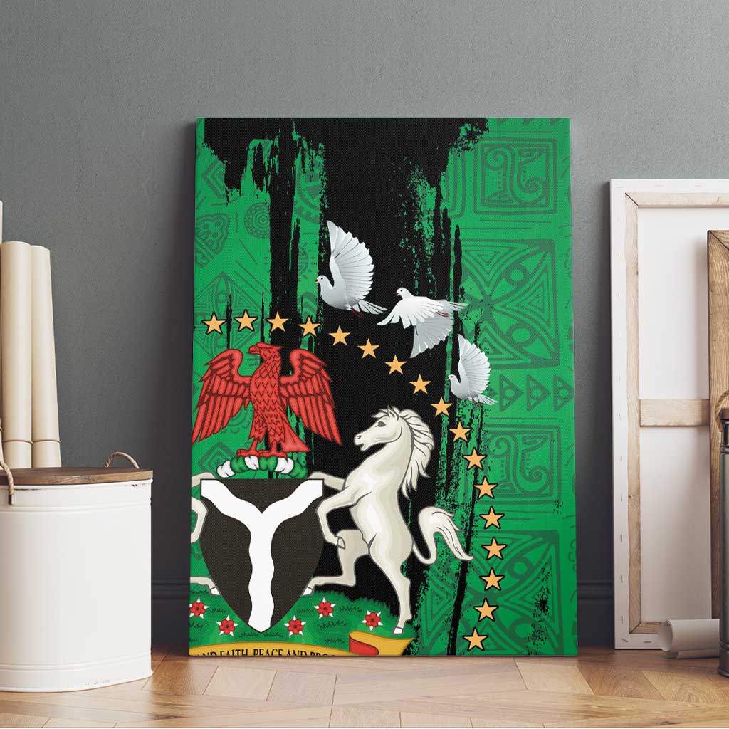 Nigeria Independence Day Canvas Wall Art National Seal with Peace Dove African Pattern - Wonder Print Shop