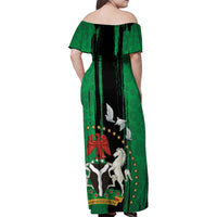 Nigeria Independence Day Family Matching Off Shoulder Maxi Dress and Hawaiian Shirt National Seal with Peace Dove African Pattern - Wonder Print Shop