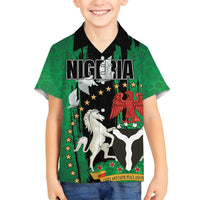 Nigeria Independence Day Family Matching Tank Maxi Dress and Hawaiian Shirt National Seal with Peace Dove African Pattern - Wonder Print Shop