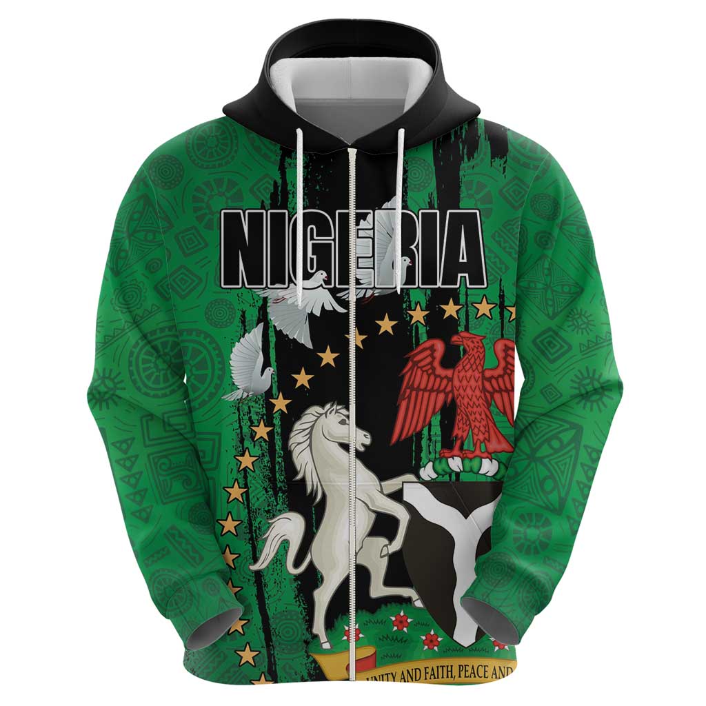 Nigeria Independence Day Hoodie National Seal with Peace Dove African Pattern - Wonder Print Shop