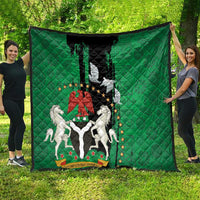 Nigeria Independence Day Quilt National Seal with Peace Dove African Pattern - Wonder Print Shop