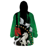 Nigeria Independence Day Wearable Blanket Hoodie National Seal with Peace Dove African Pattern - Wonder Print Shop
