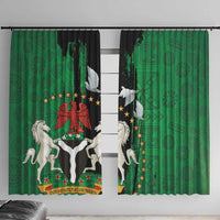 Nigeria Independence Day Window Curtain National Seal with Peace Dove African Pattern - Wonder Print Shop