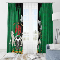 Nigeria Independence Day Window Curtain National Seal with Peace Dove African Pattern - Wonder Print Shop